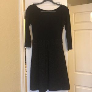 Theory fit and flare contemporary black dress